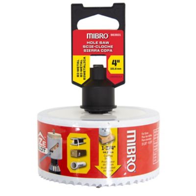 Mibro 4 in. x 4-1/4 in. Bi-Metal Hole Saw with Mandrel and Pilot Drill Bit