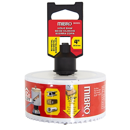 Mibro 4 in. Bi-Metal Hole Saw with Mandrel and Pilot Drill Bit