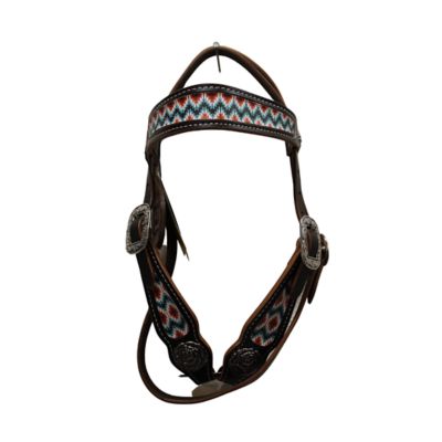 Image showing  Pony Interchangeable Tack Set, Breast Collar, Wither Strap, Brow Band Headstall with Halter, Dark Brown