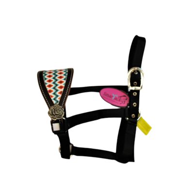 Image showing  Pony Interchangeable Tack Set, Breast Collar, Wither Strap, Brow Band Headstall with Halter, Dark Brown