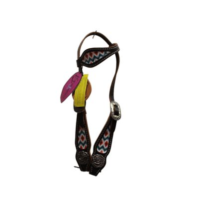 Image showing  Pony Interchangeable Tack Set, Breast Collar, One Ear Headstall, Wither Strap w/Halter, Dark Brown