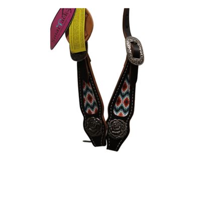 Image showing  Pony Interchangeable Tack Set, Breast Collar, One Ear Headstall, Wither Strap w/Halter, Dark Brown