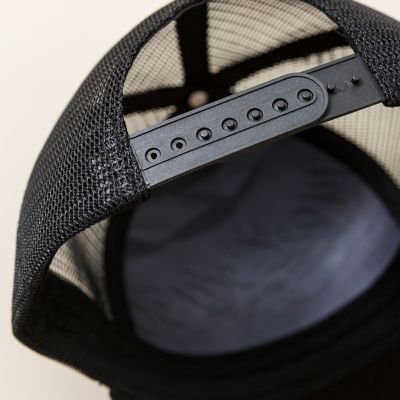 Image showing  Men's Blacked Out Mesh Back Trucker Cap with 3-D Embroidery Front and Snap Back Closure