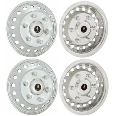 JAE Set of 4, Freightliner Sprinter 3500 SRW Super Single 2015-2021 Stainless Hubcaps/Wheel Covers for 16 in. Steel Rims