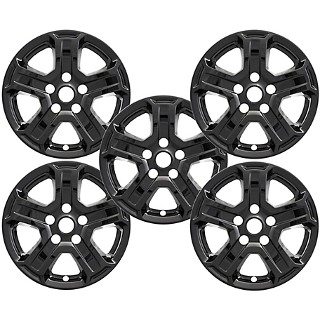 CCI Set of 5, Jeep Wrangler 2018-2023 Black Hubcaps / Wheel Covers for 17 in. Alloy Wheels