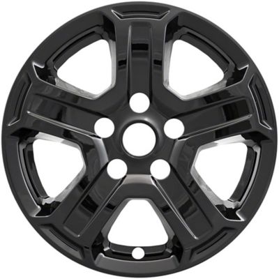 Image showing  Black Hubcaps/Wheel Covers for Jeep Wrangler 2018-2023 with 17 in. Alloy Wheels, 5-Pack