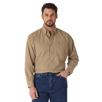 Wrangler Men's Riggs Workwear FR Flame Resistant Twill Work Shirt at ...