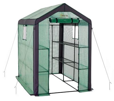 Ogrow 74 in. L x 49 in. W Green Heavy-Duty Walk-In 2-Tier 8-Shelf Portable Lawn and Garden Greenhouse