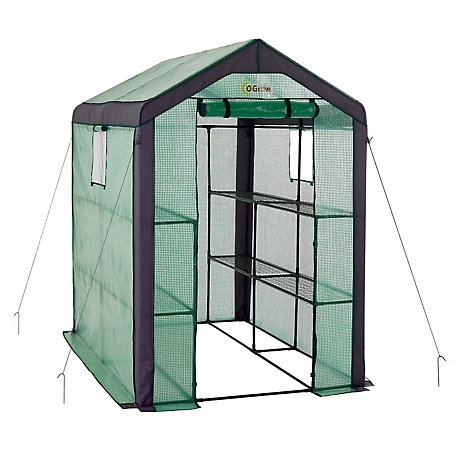 Ogrow Machrus Ogrow Heavy Duty Walk-In 2-Tier 8-Shelf Portable Lawn and Garden Greenhouse