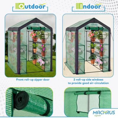 Image showing 5 th Ogrow 74 in. L x 49 in. W Green Heavy-Duty Walk-In 2-Tier 8-Shelf Portable Lawn and Garden Greenhouse