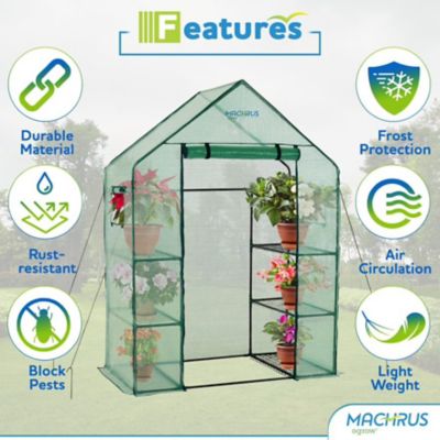 Image showing  Machrus Deluxe WALK-IN 3 Tier 6 Shelf Portable Greenhouse