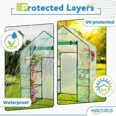 Image showing  Machrus Deluxe WALK-IN 3 Tier 6 Shelf Portable Greenhouse