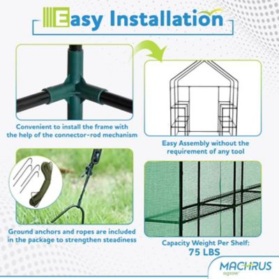 Image showing  Machrus Deluxe WALK-IN 3 Tier 6 Shelf Portable Greenhouse