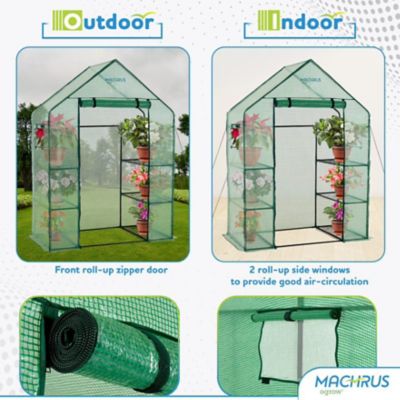 Ogrow 29 In. L X 56 In. W Green Deluxe Walk-In 3-Tier 6-Shelf Portable ...