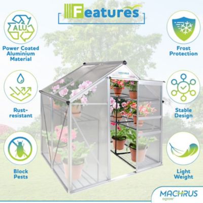 Image showing  Machrus Ogrow 4 x 6 ft. Walk-In Greenhouse with Sliding Door and Adjustable Roof Vent
