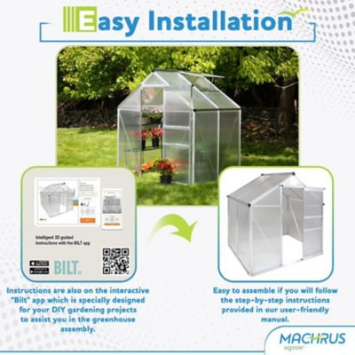 Image showing  Machrus Ogrow 4 x 6 ft. Walk-In Greenhouse with Sliding Door and Adjustable Roof Vent