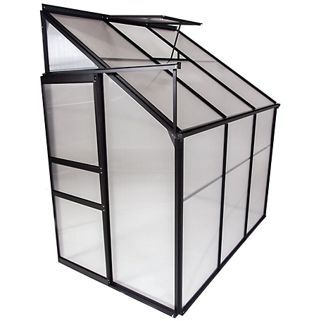 Ogrow 49.2 in. L x 75.6 in. W Clear Lean-To-Wall Walk-In Greenhouse with Sliding Door and Adjustable Roof Vent