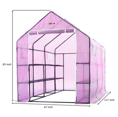 Ogrow 117 in. x 67 in. x 83 in. Machrus Ogrow Premium PE Greenhouse Replacement Cover for Outdoor Walk-In Greenhouses
