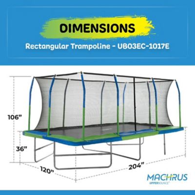 Image showing  Machrus 10 ft. x 17 ft. Gymnastics Style Rectangular Trampoline Set with Premium Top-Ring Enclosure System