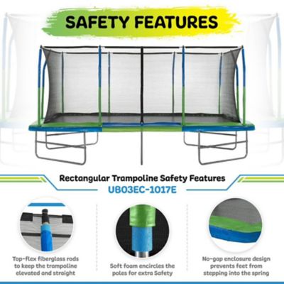 Image showing  Machrus 10 ft. x 17 ft. Gymnastics Style Rectangular Trampoline Set with Premium Top-Ring Enclosure System