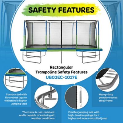 Image showing  Machrus 10 ft. x 17 ft. Gymnastics Style Rectangular Trampoline Set with Premium Top-Ring Enclosure System