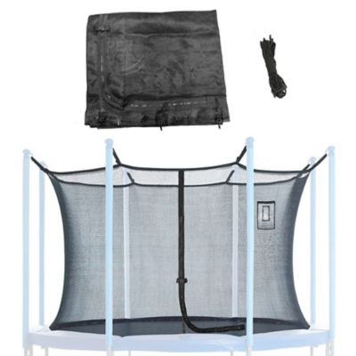 Upper Bounce Machrus Trampoline Safety Net Fits 14 ft. Round Trampolines Using 8 Poles or 4 Arch with Tech Pocket, Black