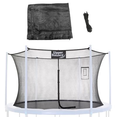 Upper Bounce Machrus Trampoline Safety Net Fits 15 ft. Round Trampolines Using 6 pole or 3 Arch with Tech Pocket, Blackk