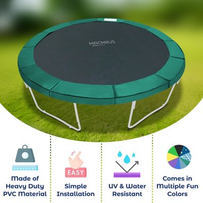 Image showing  Machrus Trampoline Super Spring Cover - 10 ft. Safety Pad, Fits Round Trampoline Frame, Green