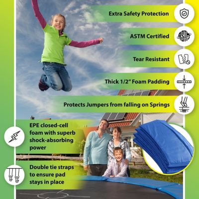 Image showing  Machrus Trampoline Super Spring Cover - 10 ft. Safety Pad, Fits Round Trampoline Frame, Green