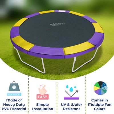Image showing  Machrus Trampoline Super Spring Cover - 9 ft. Safety Pad, Fits Round Trampoline Frame, Purple/Yellow