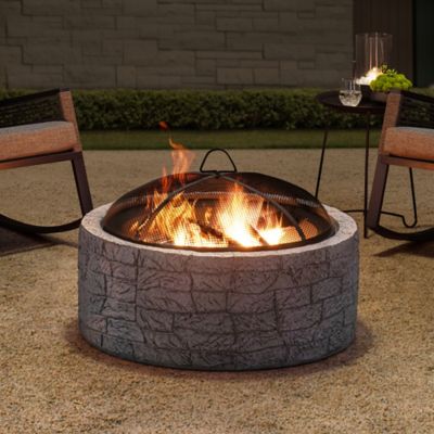 Sunjoy 26 in. Stone Round Wood-Burning Fire Pit, A301016302