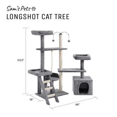 Image showing 9 th Sam's Pets 53.5 in. Longshot Cat Tree, Gray