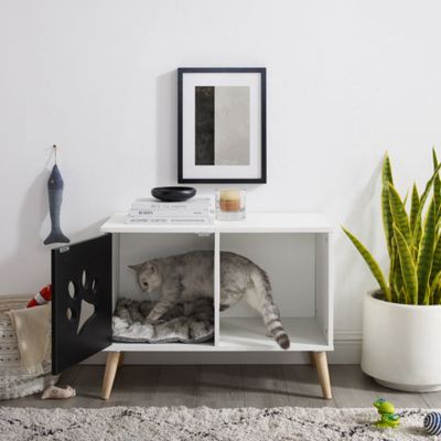 Image showing  22 in. Convertible Cat Tree End Table, Black/White
