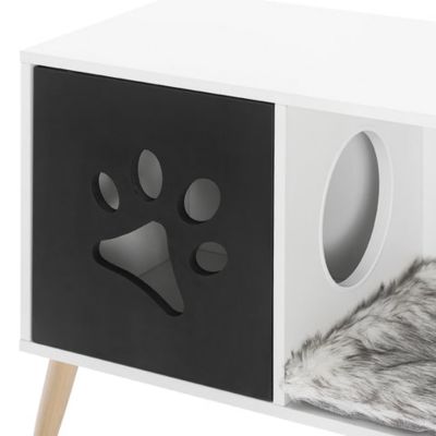 Image showing 5 th Sam's Pets 22 in. Convertible Cat Tree End Table, Black/White