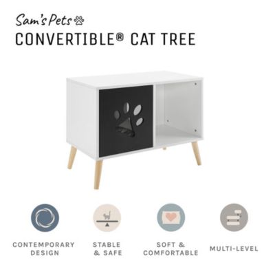 Image showing 7 th Sam's Pets 22 in. Convertible Cat Tree End Table, Black/White