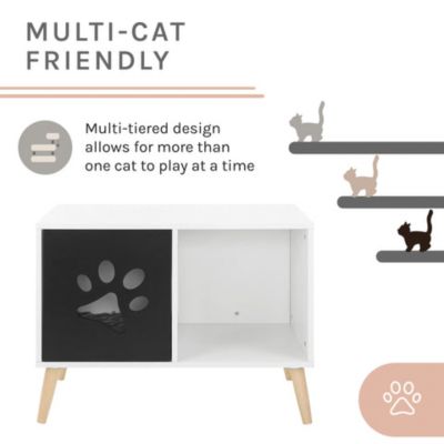Image showing 8 th Sam's Pets 22 in. Convertible Cat Tree End Table, Black/White