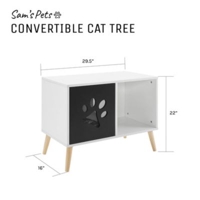 Image showing 9 th Sam's Pets 22 in. Convertible Cat Tree End Table, Black/White