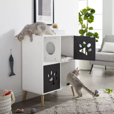 Sam's Pets Convertible 37 in Cat Tree End Table Shelf Black/White Cat Trees & Condos