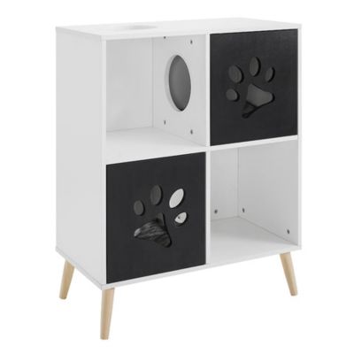 Image showing  37 in. Convertible Cat Tree End Table Shelf, Black/White