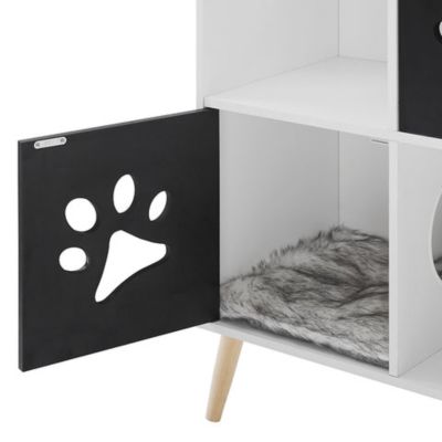 Image showing  37 in. Convertible Cat Tree End Table Shelf, Black/White