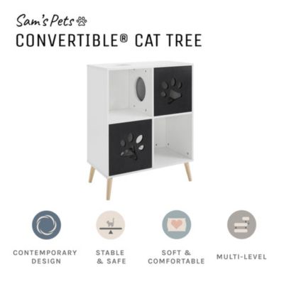 Image showing 5 th Sam's Pets 37 in. Convertible Cat Tree End Table Shelf, Black/White