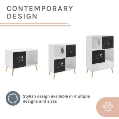 Image showing 7 th Sam's Pets 37 in. Convertible Cat Tree End Table Shelf, Black/White