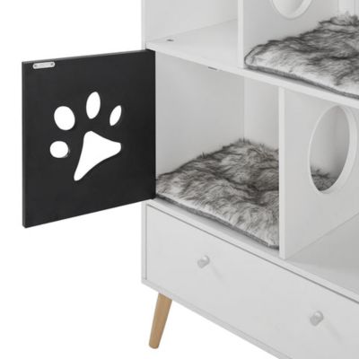 Image showing  45 in. Convertible Cat Tree Shelf with Drawer, Black/White