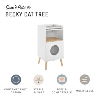 Image showing 5 th Sam's Pets Becky 32 in. Cat Tree Bookshelf, White