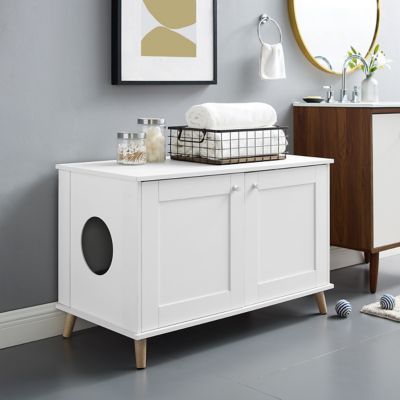 Image showing  Becky White Cat Litter Box Enclosure End Table, SP-CT1272WH
