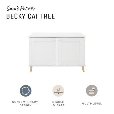 Image showing 6 th Sam's Pets Becky White Cat Litter Box Enclosure End Table, SP-CT1272WH