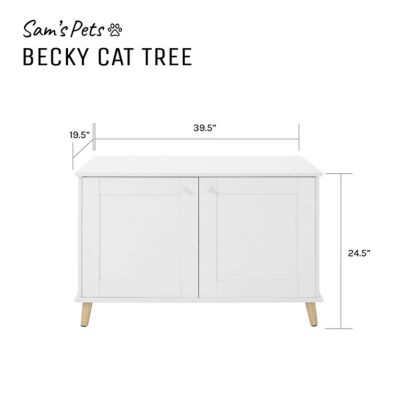 Image showing 9 th Sam's Pets Becky White Cat Litter Box Enclosure End Table, SP-CT1272WH