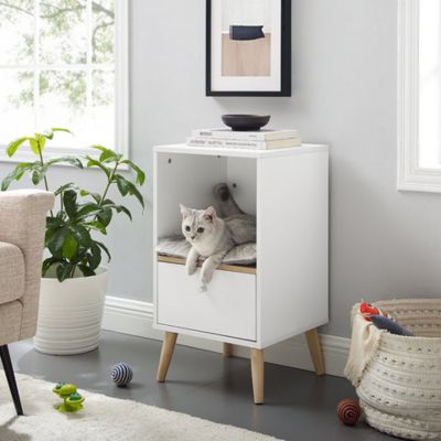 Sam's Pets 28 in. Becky Single Rest Cat Tree with Drawer, White