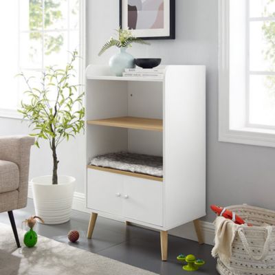 Image showing  39 in. Becky Single Rest Cat Tree Bookshelf with Drawer, White