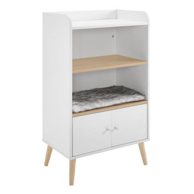 Image showing  39 in. Becky Single Rest Cat Tree Bookshelf with Drawer, White